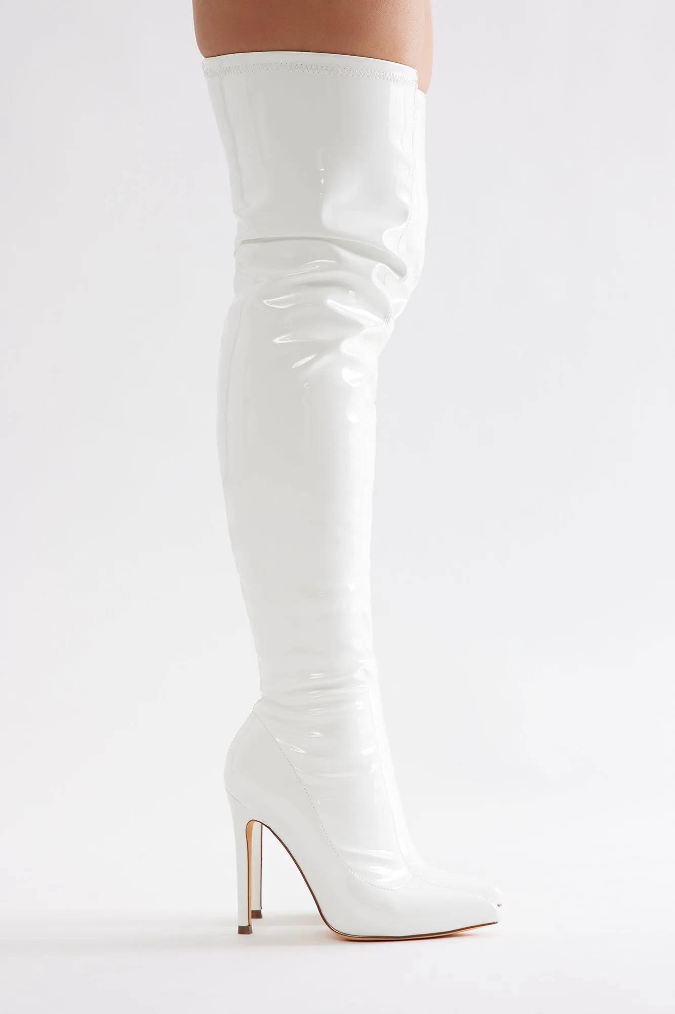 After Dark Over The Knee Boots - White