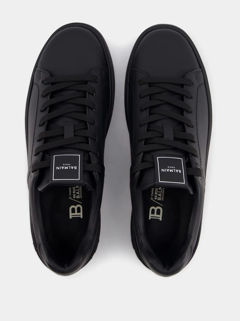 B-Court Monochrome Black Leather Sneakers