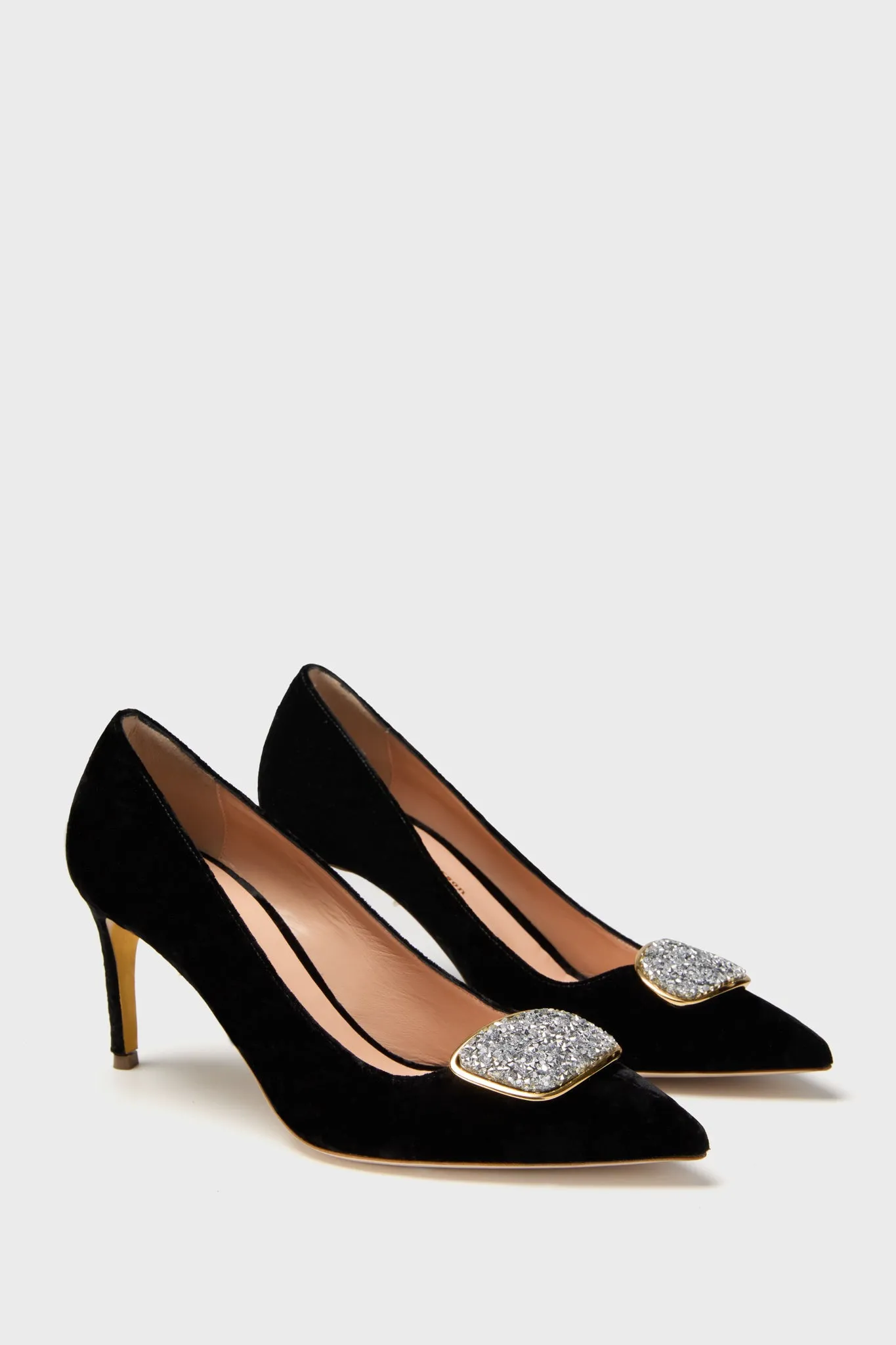 Black Crushed Velvet New Nada Heels