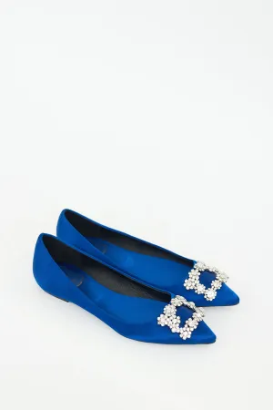 Blue Satin Hangisi Jewel Flat