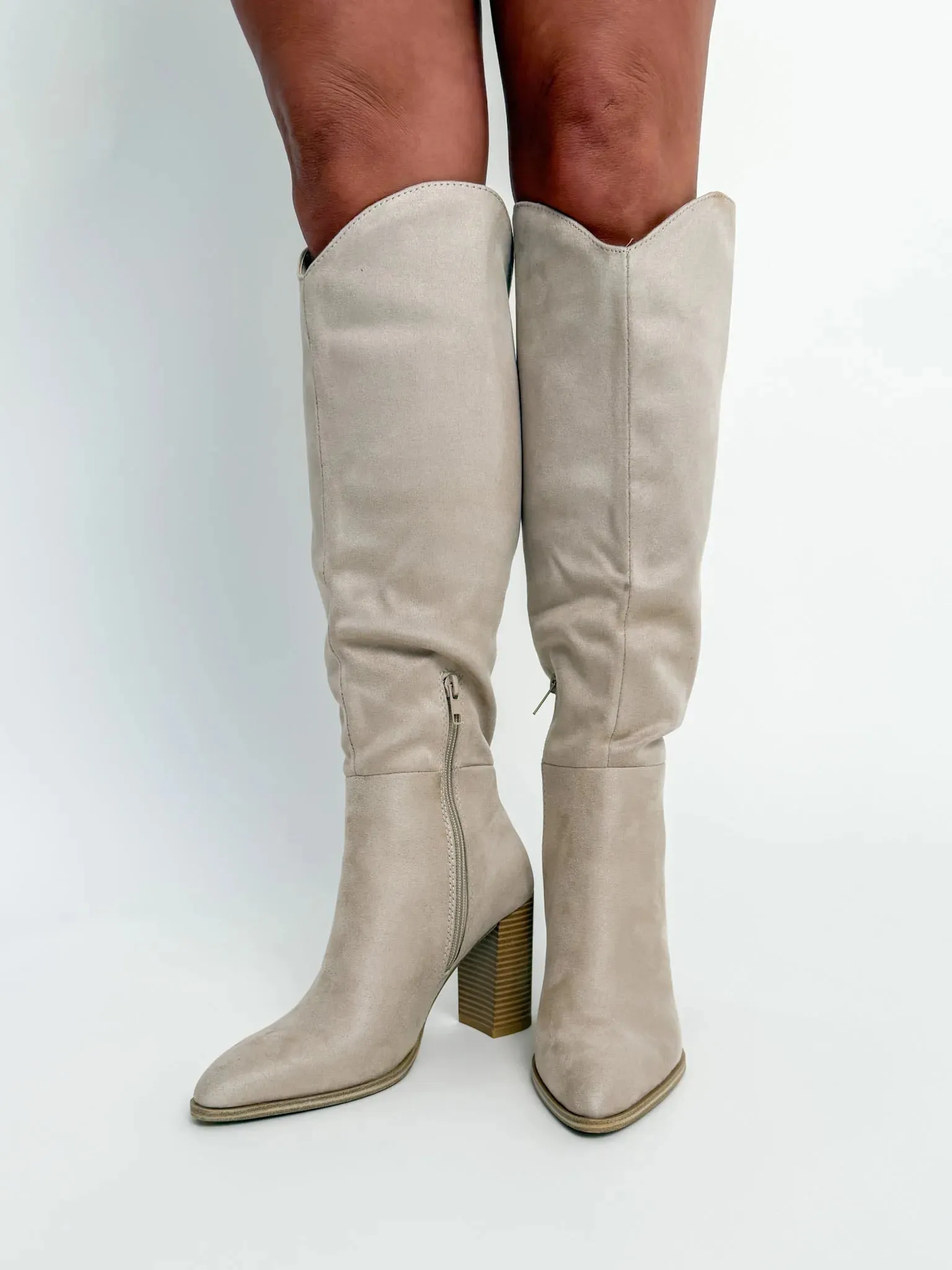 Clay Suede Knee High Boots