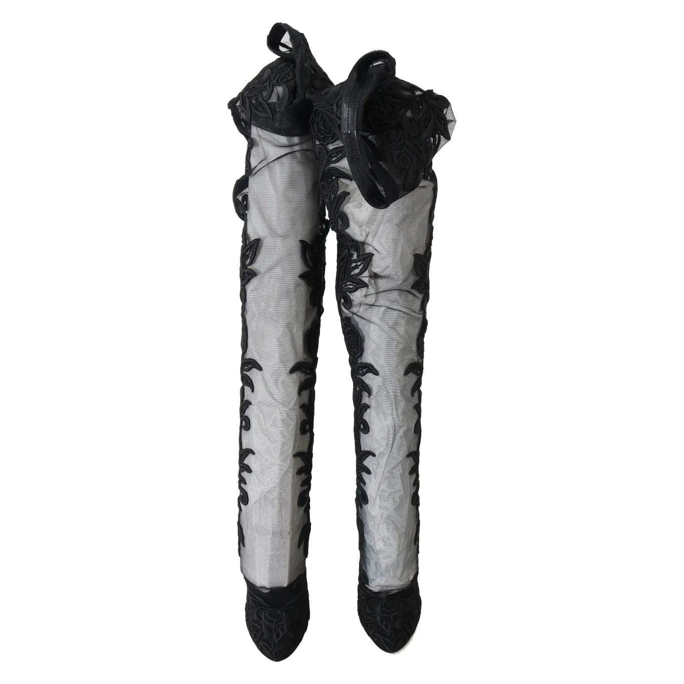 Dolce & Gabbana Embroidered Floral Over-Knee Boots