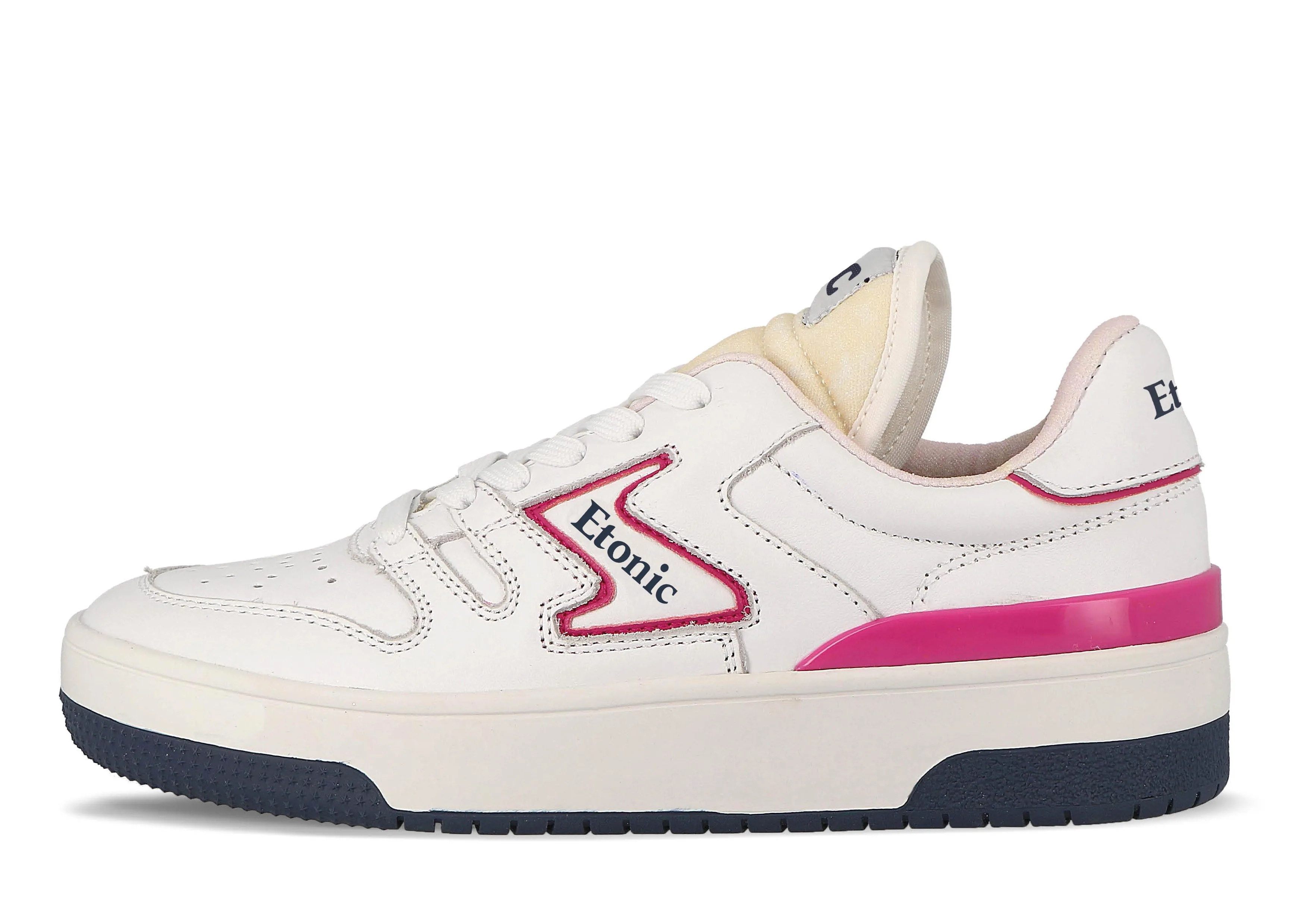 Etonic B481 sneakers in white leather  with pink inserts and details