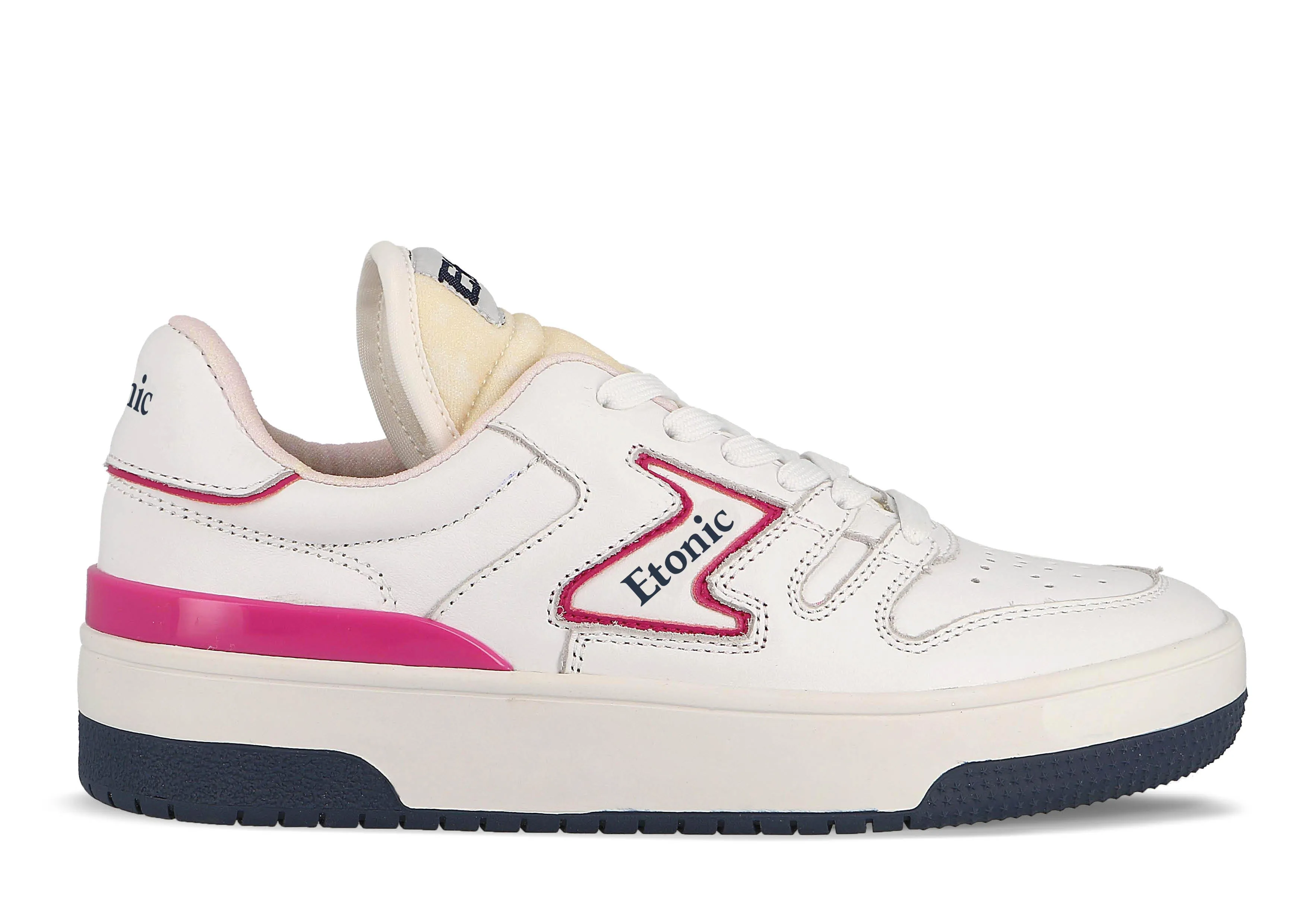 Etonic B481 sneakers in white leather  with pink inserts and details