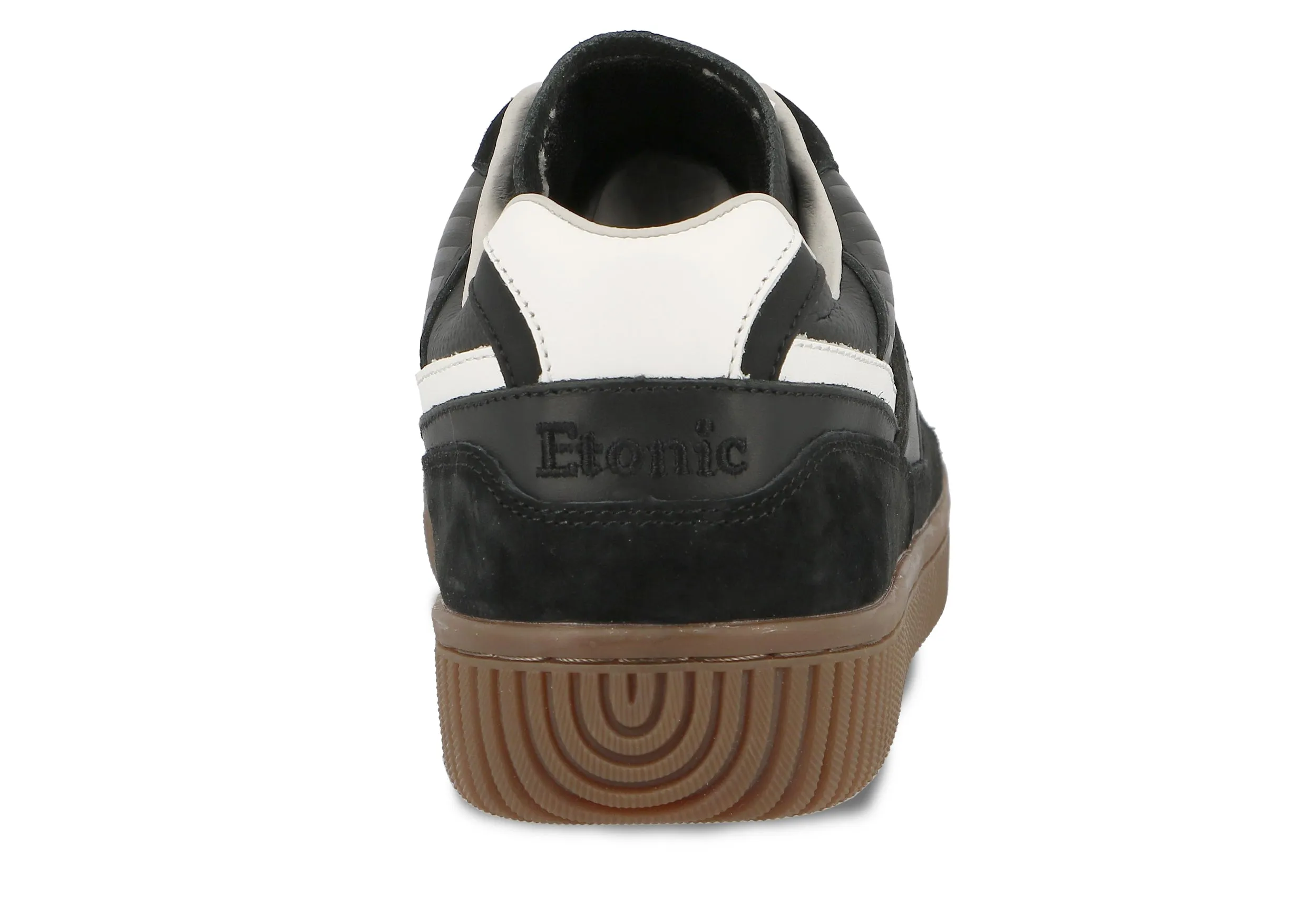 Etonic DROPSHOT sneakers in black suede leather, black and white leather inserts with light honey outsole.