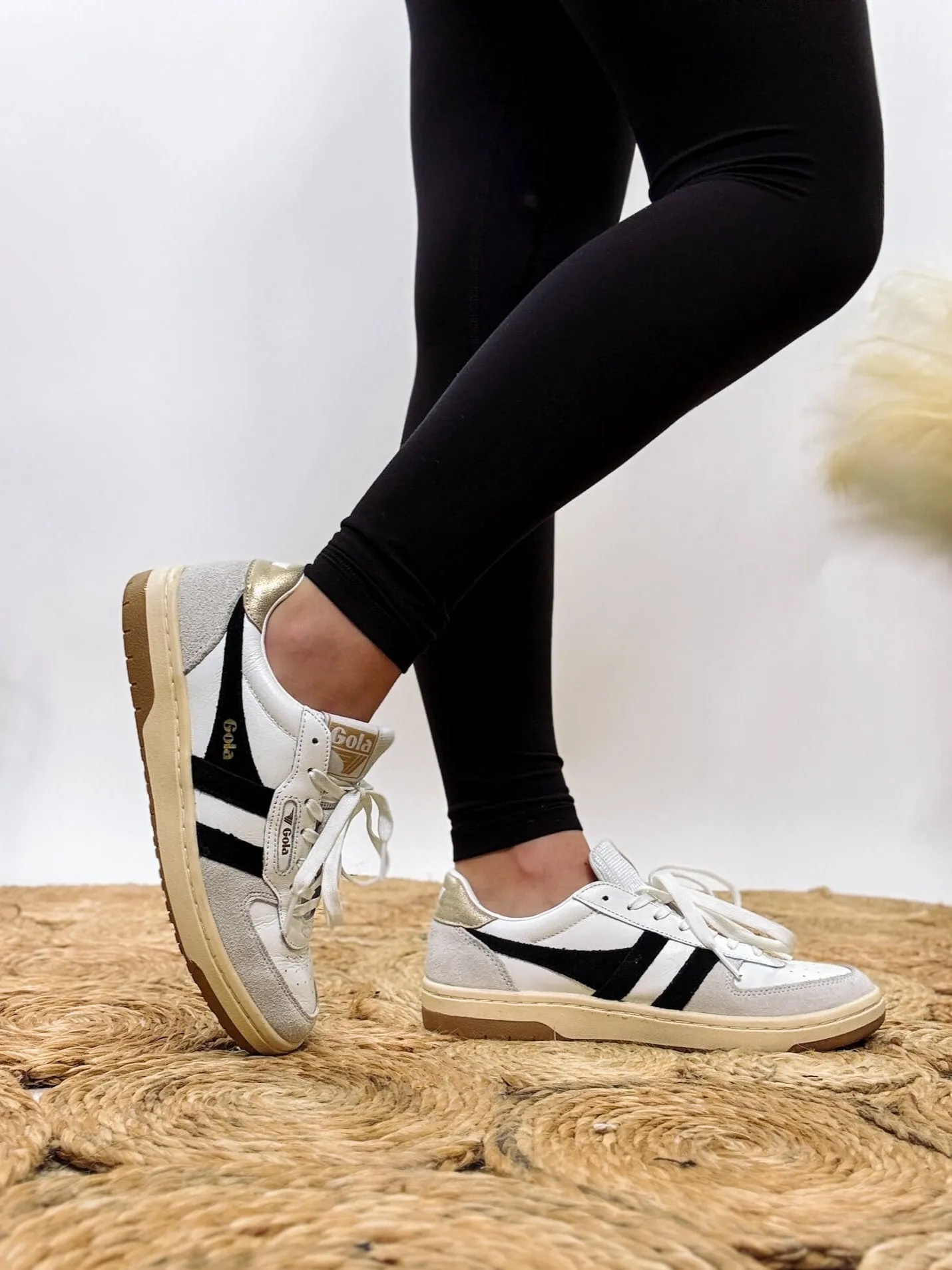 Gola Women's Hawk Sneakers in White/Black/Gold