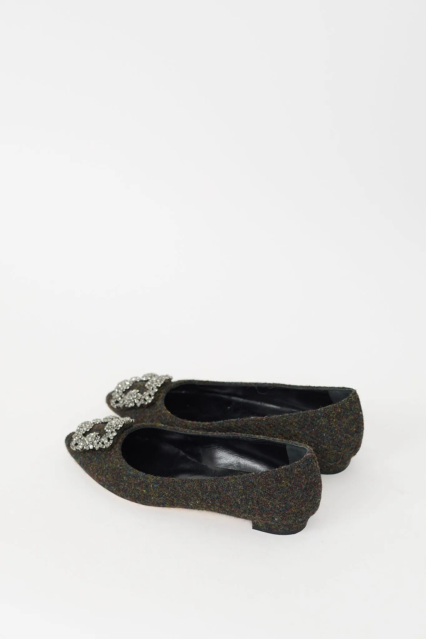 Green Tweed Hangisi Jewel Buckle Flat