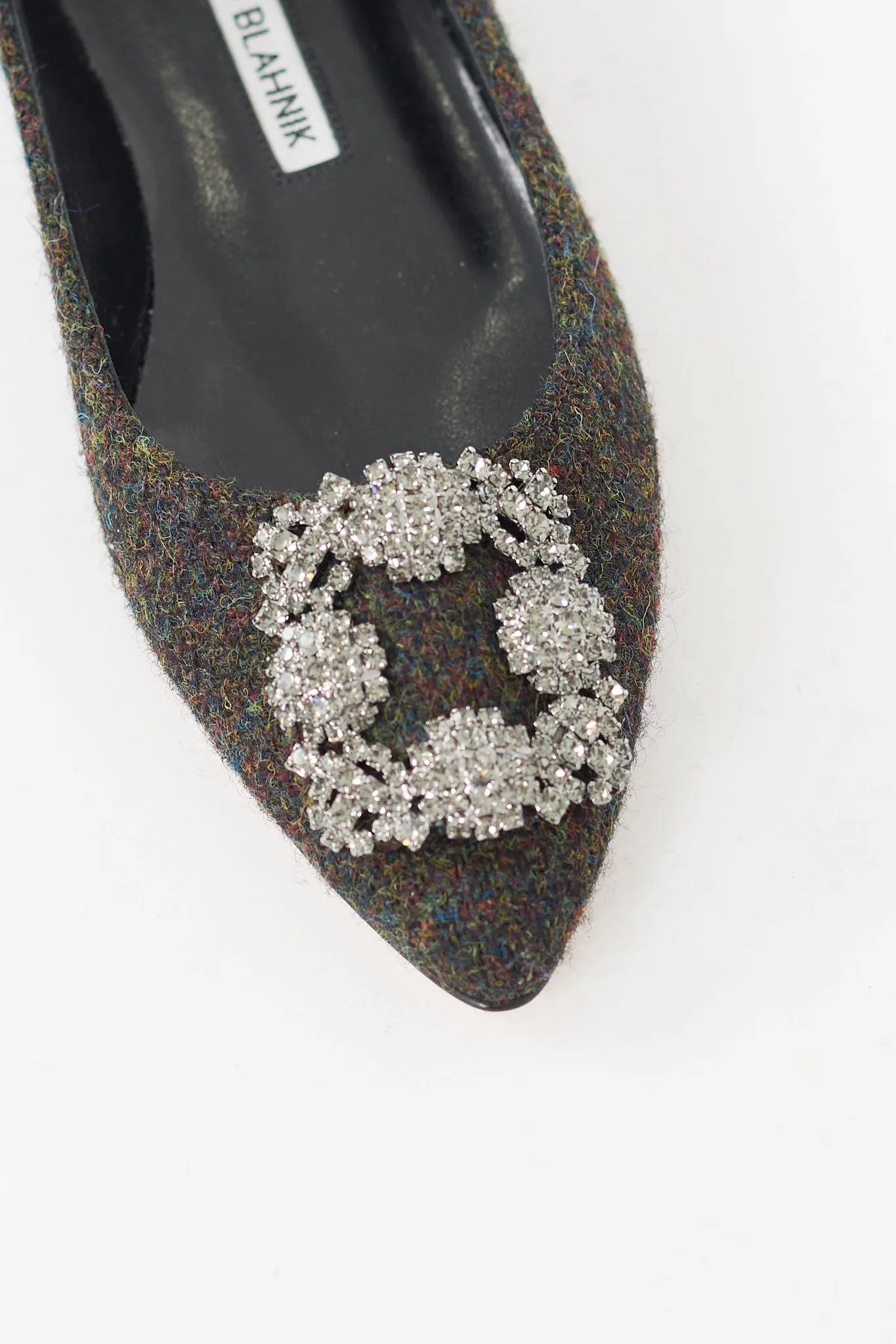 Green Tweed Hangisi Jewel Buckle Flat