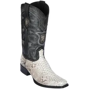 Los Altos Boots Mens #765749 European Square Toe | Genuine Python Leather Boots | Color Natural