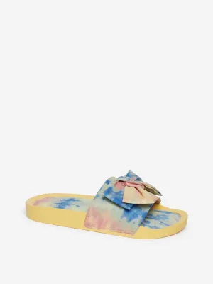 LUNA BLU Yellow Bow Pattern Slides