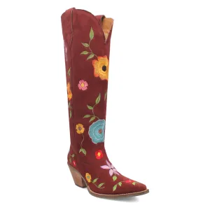 Online Exclusive | Dingo | Flower Power Suede Boot in Burgundy **PREORDER