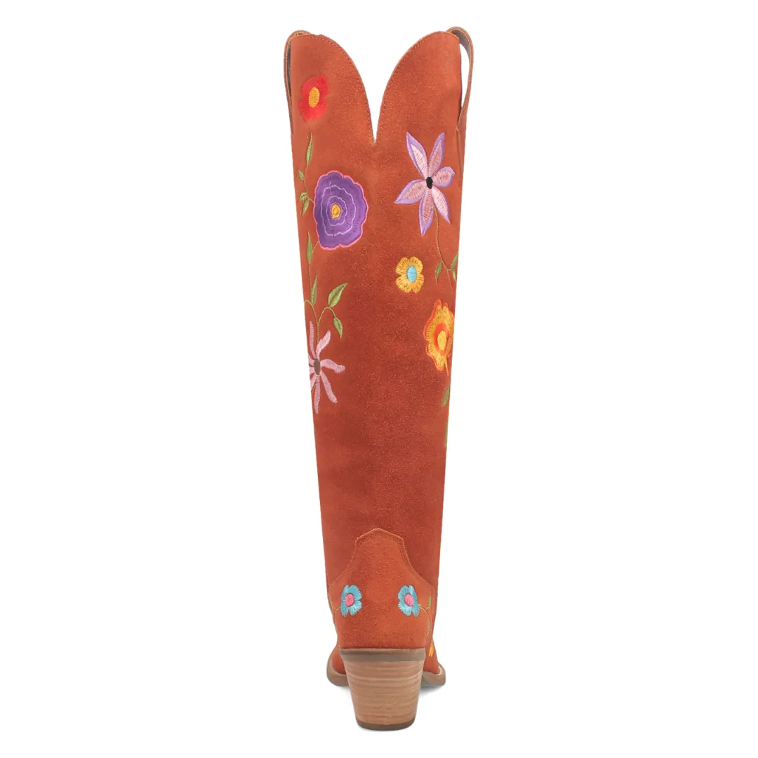 Online Exclusive | Dingo | Flower Power Suede Boot in Rust **PREORDER