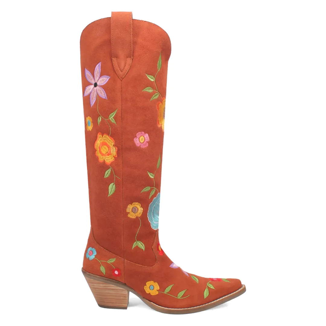 Online Exclusive | Dingo | Flower Power Suede Boot in Rust **PREORDER