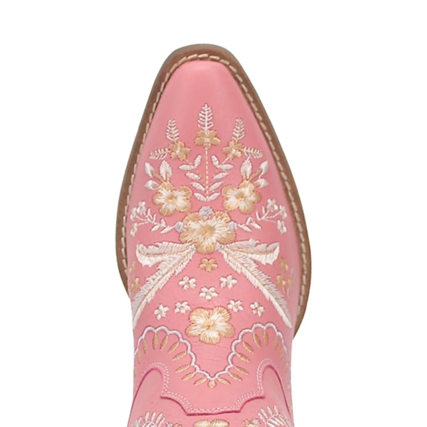 Online Exclusive | Dingo | Primrose Pink Leather Floral Stitch Bootie in Pink **PREORDER