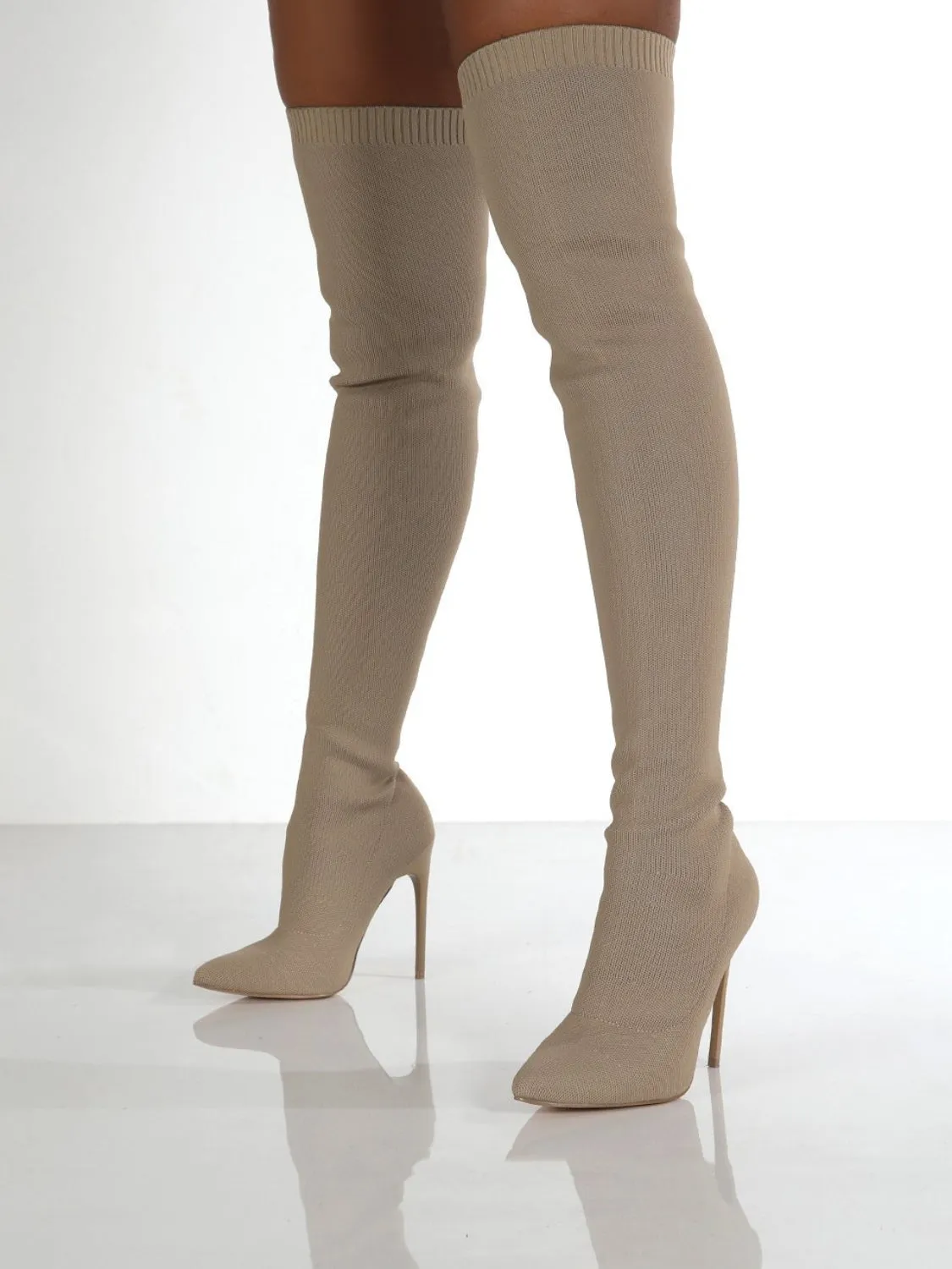 Point Toe Over Knee Stiletto Boots | Over the Knee Boots