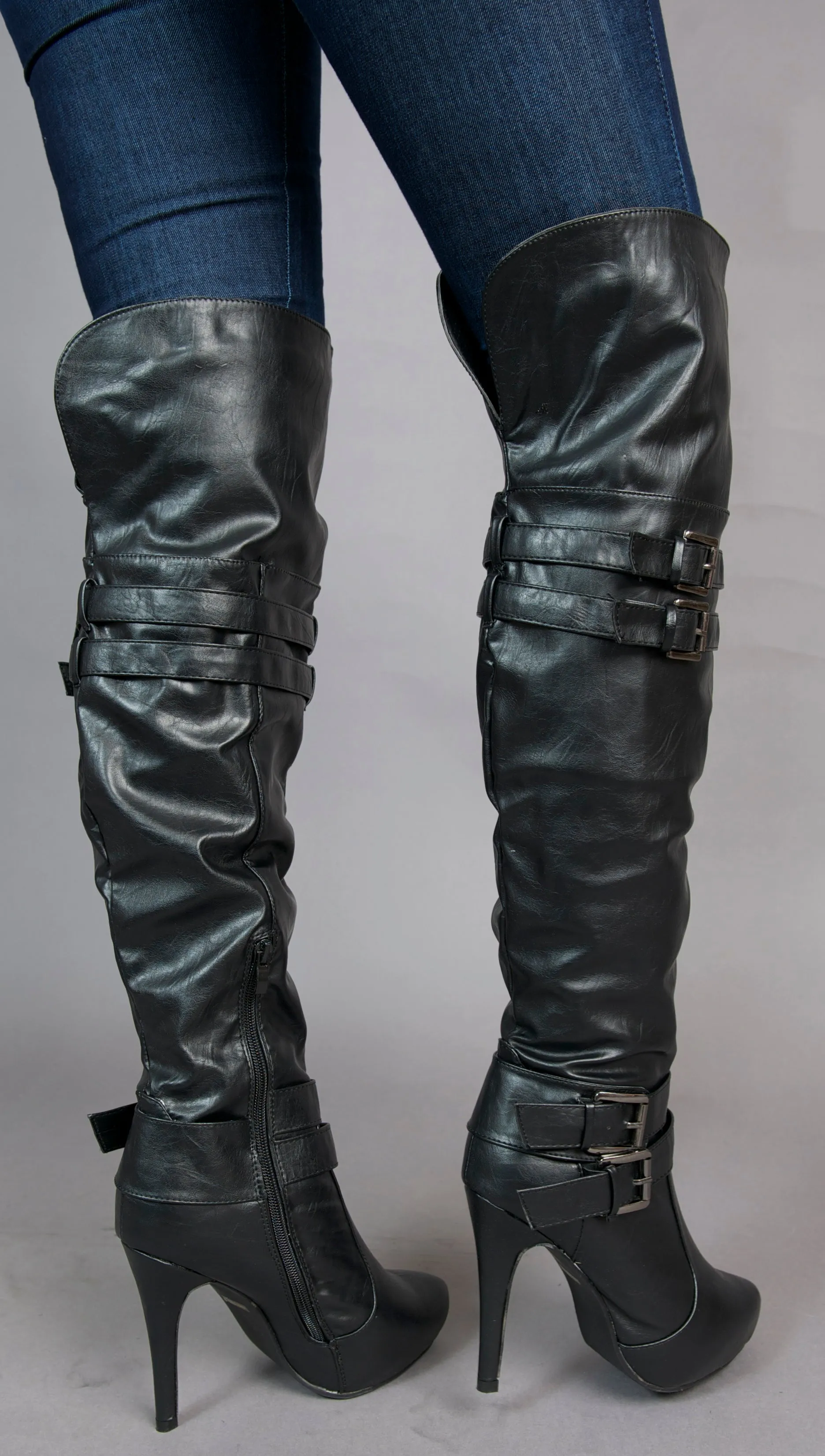 Red Circle Sunny Over The Knee Vegan Leather Boots