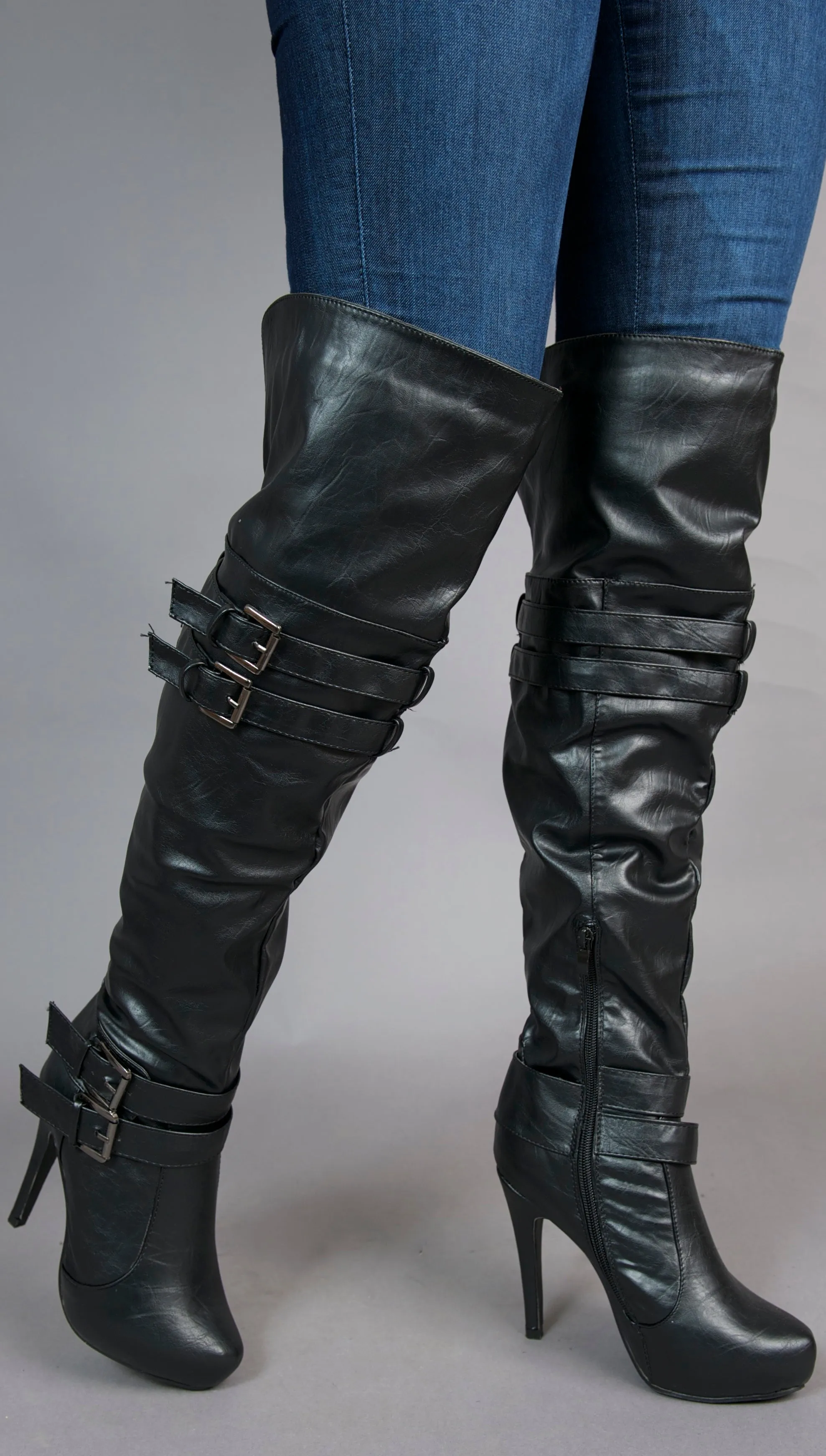 Red Circle Sunny Over The Knee Vegan Leather Boots