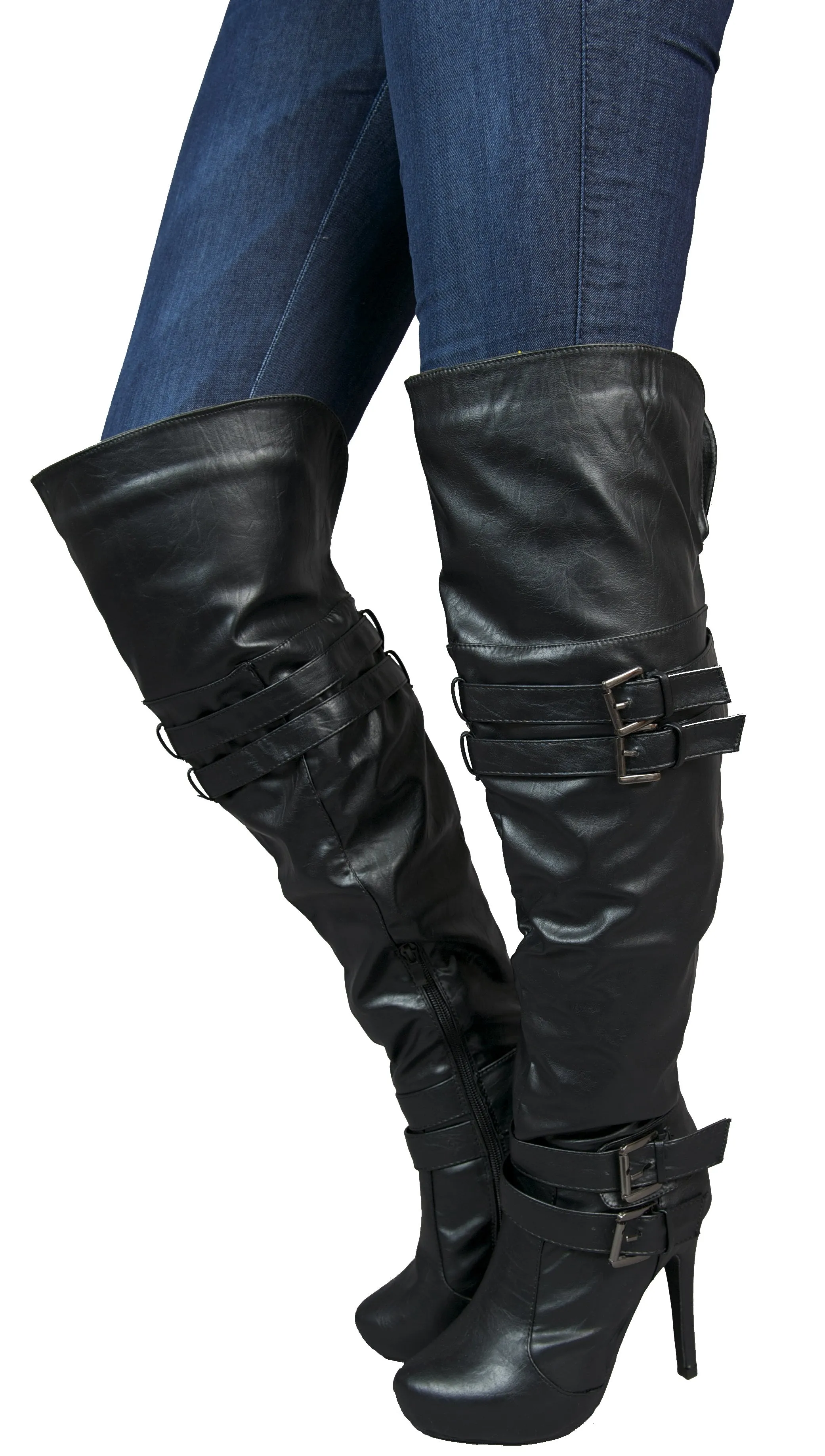 Red Circle Sunny Over The Knee Vegan Leather Boots