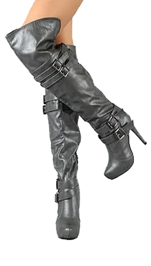 Red Circle Sunny Over The Knee Vegan Leather Boots