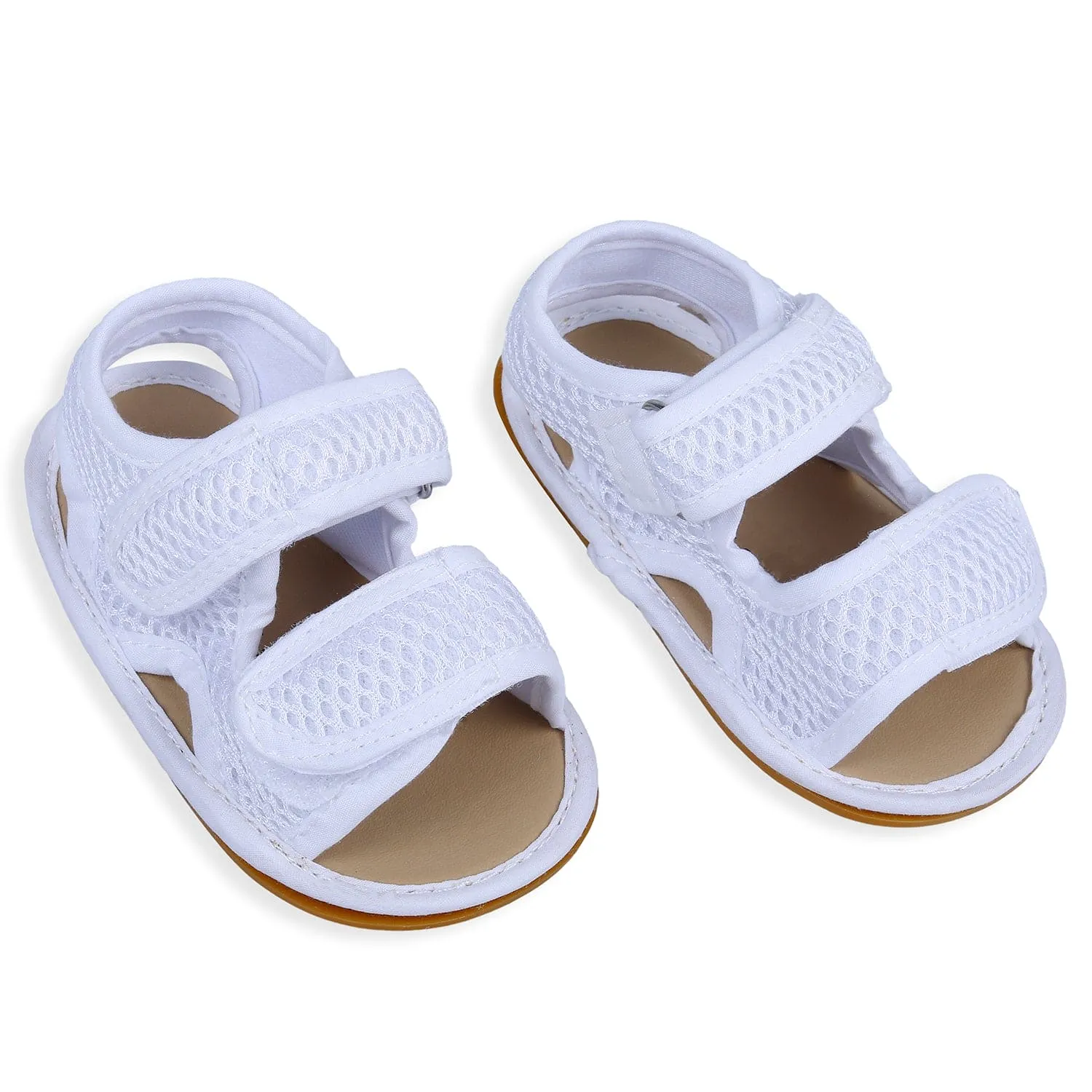 Solid Hookloop Comfortable Anti-skid Floater Sandals - White