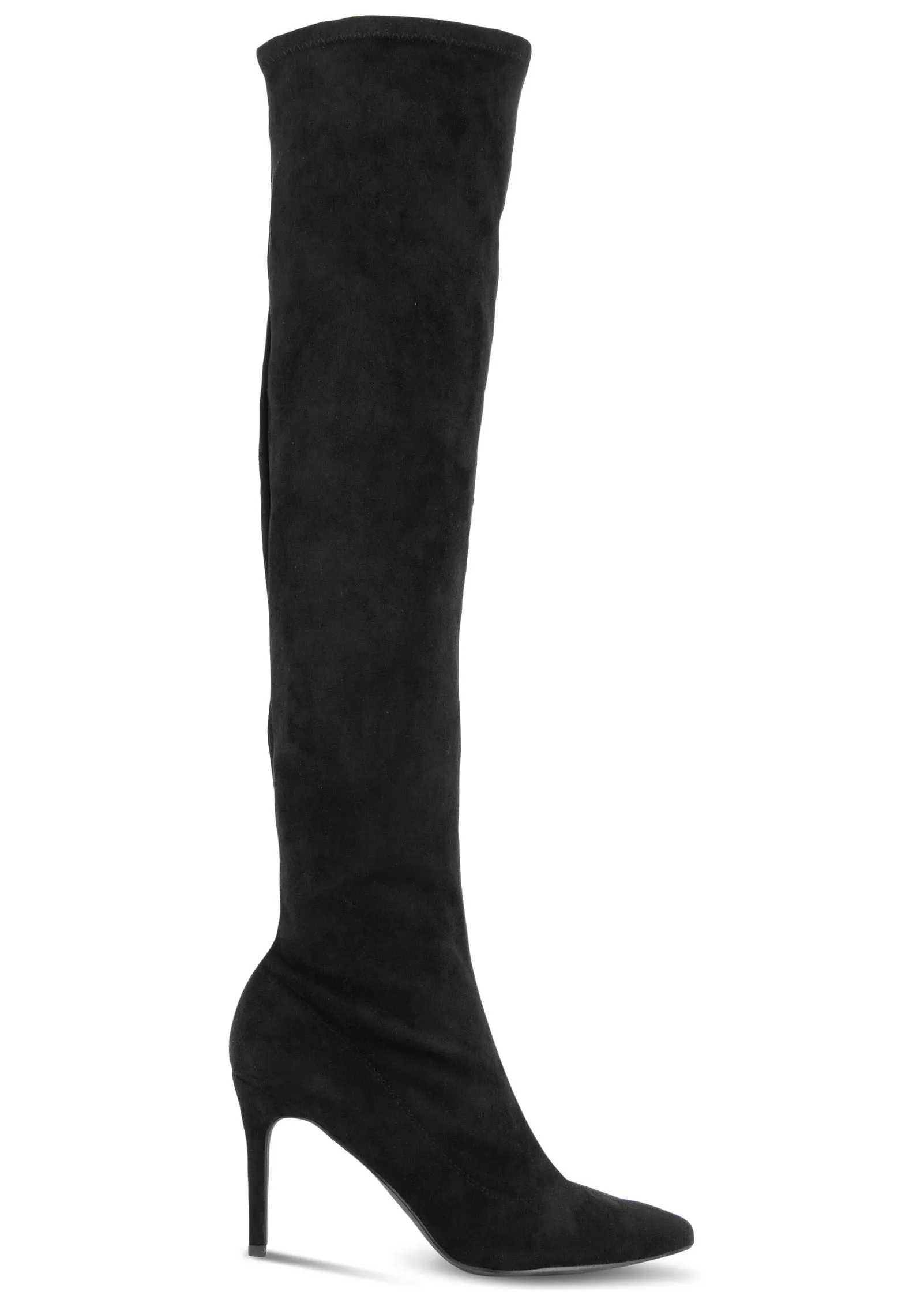 Suede Over The Knee Boots - Black