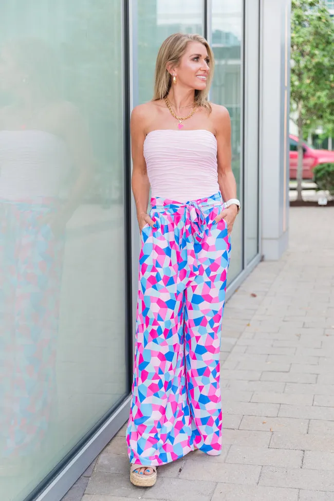 Taking Your Time Pink Textured Strapless Knit Top Kalee Rogers X Pink Lily