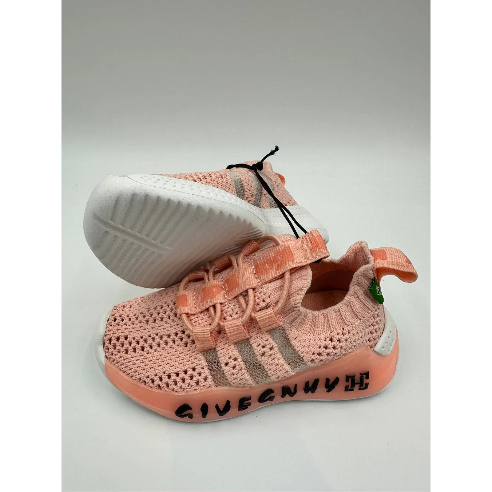 Toddler/Small Kid Size 7, Salmon Pink Slip-on Knit Top Sneakers