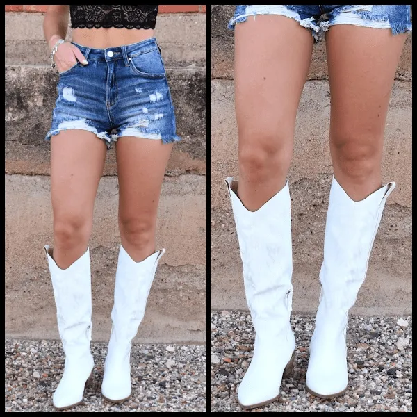 White Waco Whipstitch Cowgirl Boots