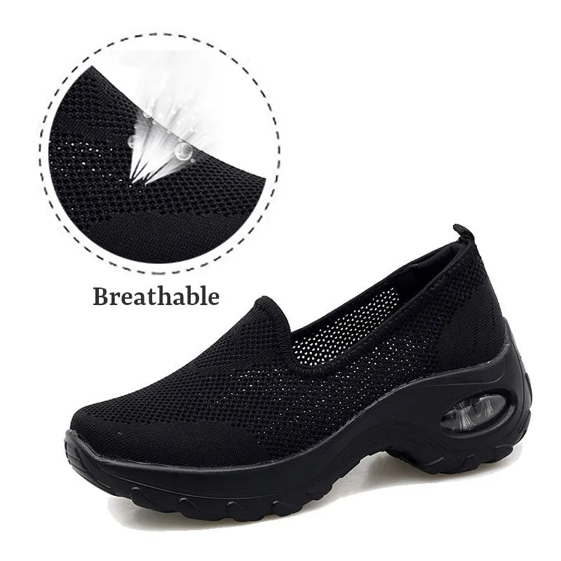 Women's Fashion Flying Woven Cosy Walking Shoes rubber