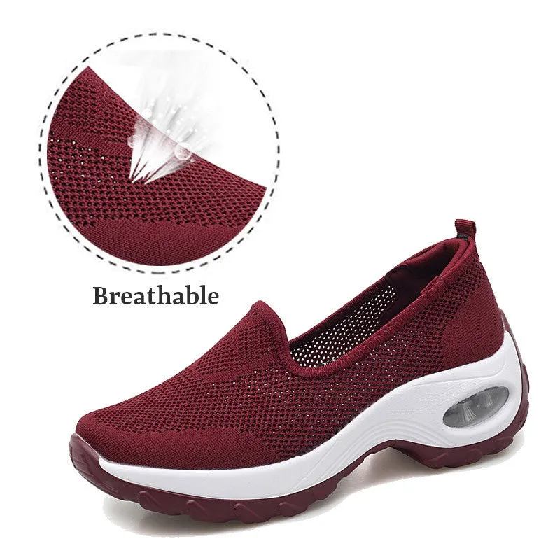 Women's Fashion Flying Woven Cosy Walking Shoes rubber