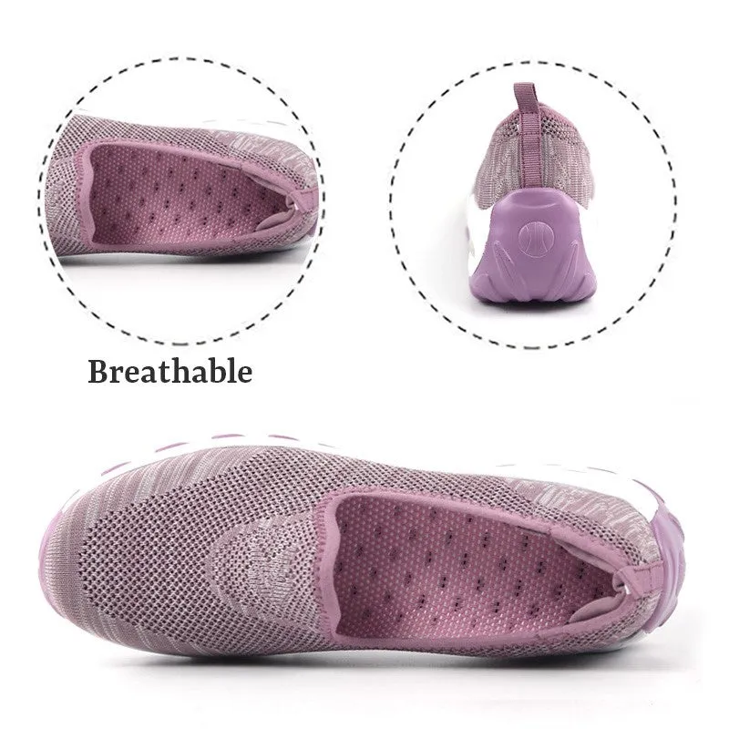 Women's Fashion Flying Woven Cosy Walking Shoes rubber